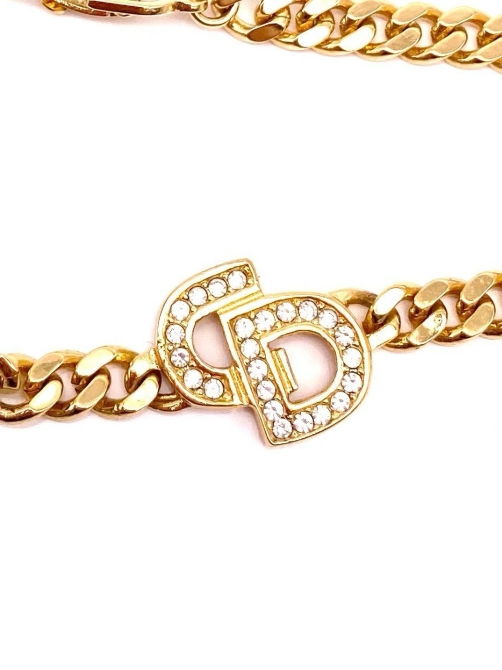Authentic Vintage Dior Classic CD Logo Monogram Pavé Gold Cuban Link Bracelet - Picture 4 of 6